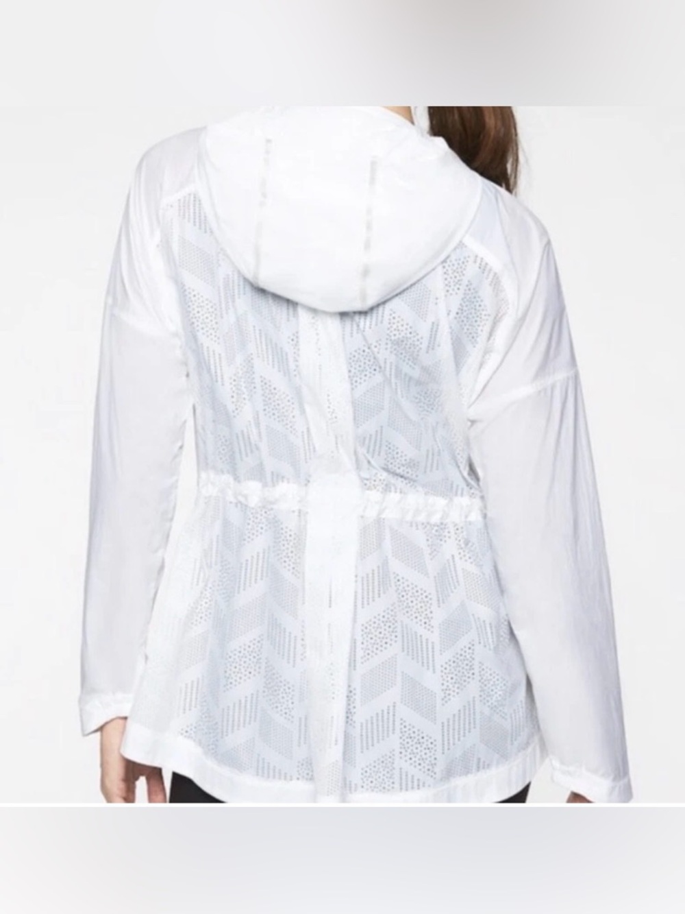 Athleta Passport White Hooded Windbreaker Jacket M